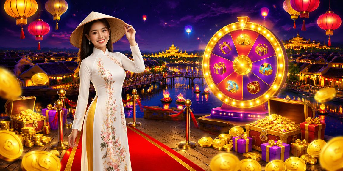 Chợ đêm Huế lung linh với người tham gia bốc thăm may mắn, biểu trưng cho sự hứng khởi và cơ hội trong giải trí