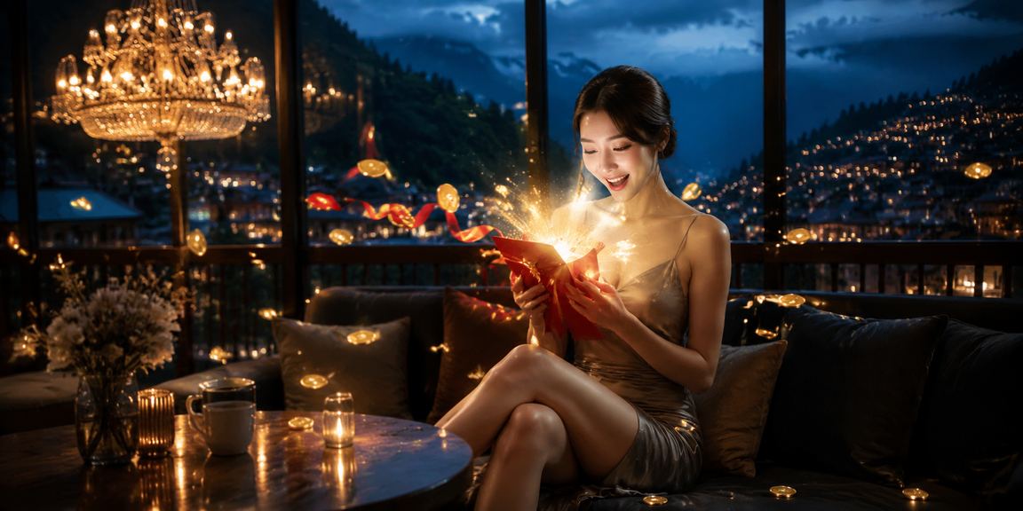 Phong cảnh Sa Pa với biểu tượng phong bao đỏ may mắn và ly cà phê Việt Nam, gợi cảm giác gần gũi và thân thuộc